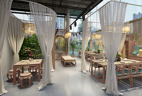 鄂州200平禅意中式风格奶茶咖啡店装修设计效果图