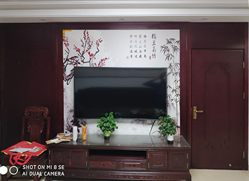 鄂州中式家庭装修电视柜效果展示