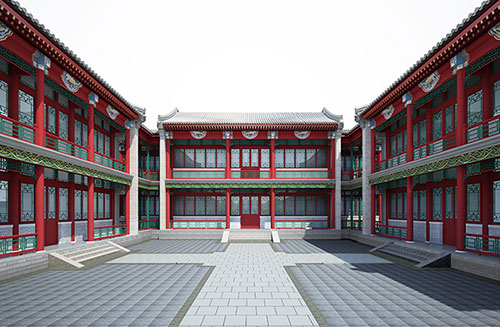 鄂州北京四合院设计古建筑鸟瞰图展示