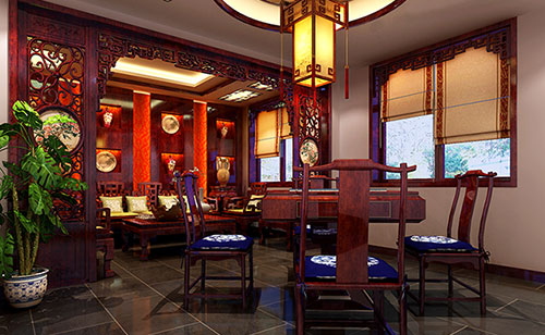 鄂州古典中式风格茶楼包间设计装修效果图